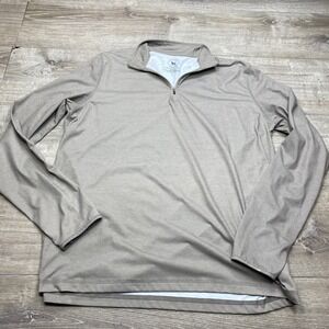 Over Under Quarter Zip Pullover Mens L Brown Cotton Blend Thumbhole Activewear